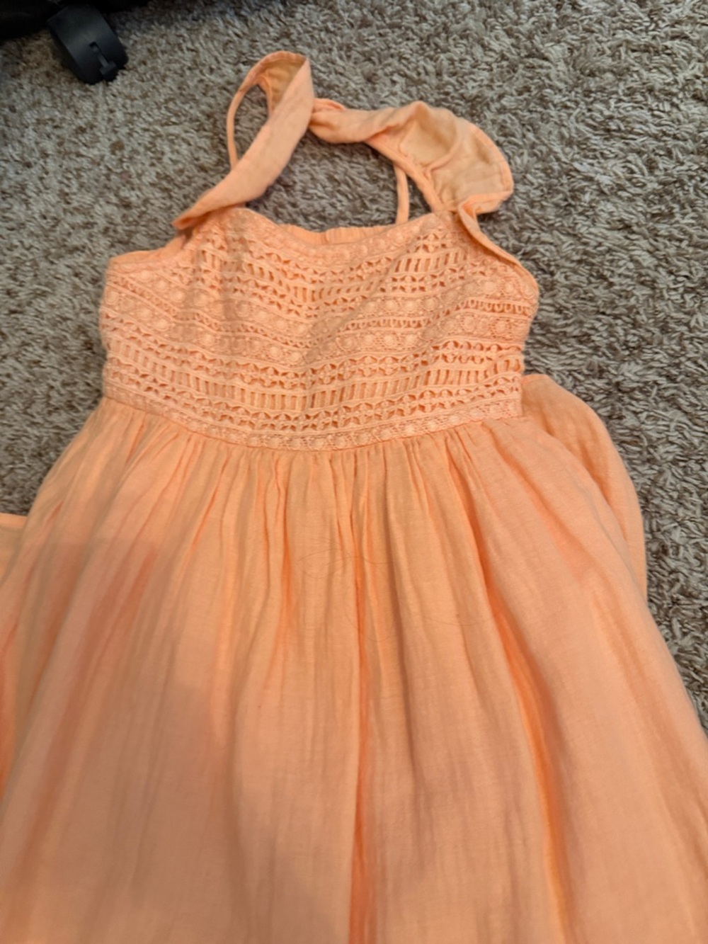 Cat & Jack Peach Crochet Halter Dress